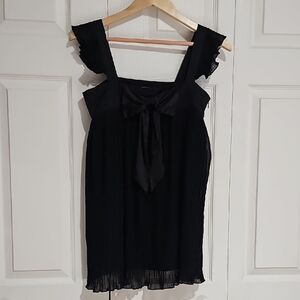 XOXO Black Pleated Bow Front Dress – Size S – Elegant & Feminine